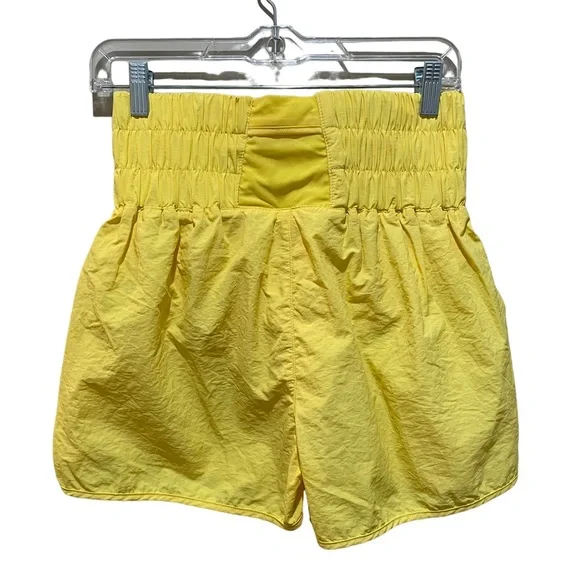 Zenana Windbreak Gym Running Shorts Smocked Waistband Yellow Size Small - Picture 5 of 8